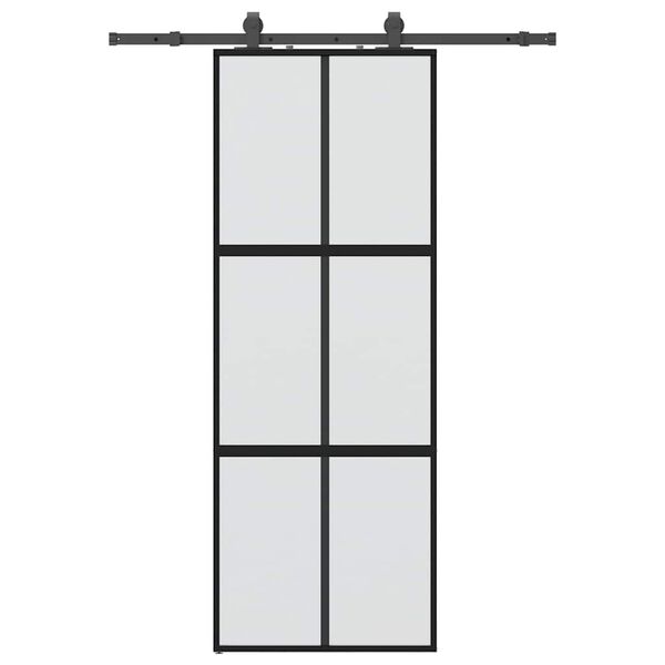 vidaXL Skyved&oslash;r med monteringssett svart 76x205 cm herdet glass