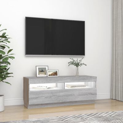 vidaXL TV-benk med LED-lys grå sonoma 100x35x40 cm