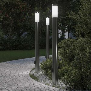 vidaXL Pullertlamper med stikkontakt 3 stk 110 cm rustfritt st&aring;l IP44