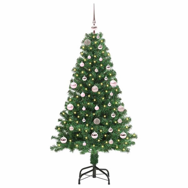 vidaXL Kunstig juletre med 150 LED gr&oslash;nn 150 cm PVC og St&aring;l og Plast