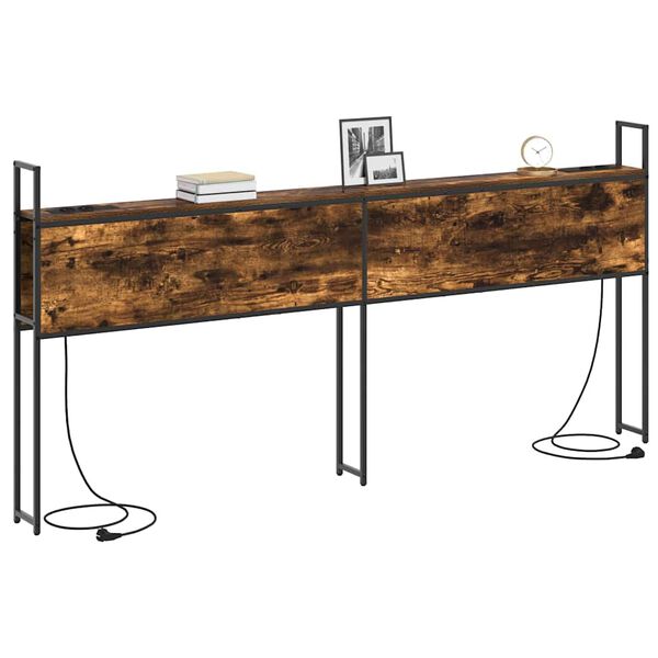 vidaXL Oppbevaringshodegjerde med Ladeplass med hylle R&oslash;kt eik 200 cm