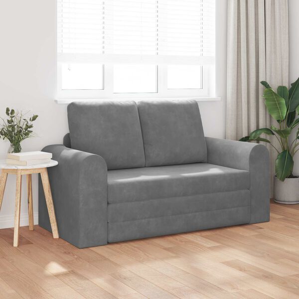vidaXL Sammenleggbar Sofa seng M&oslash;rkegr&aring; 148 x 71 x 83 cm Fl&oslash;yel