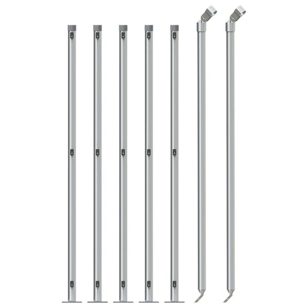 vidaXL Kjettinggjerde med flens sølv 0,8x10 m