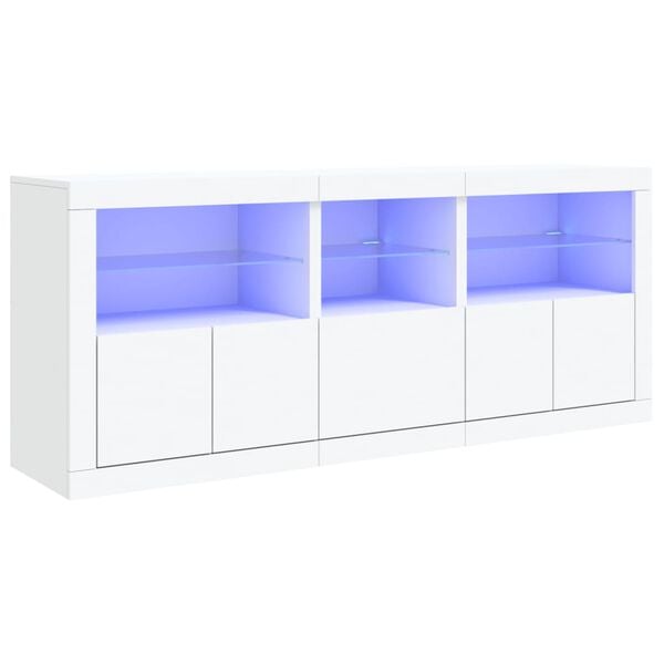 vidaXL Skjenk med LED-lys hvit 162x37x67 cm