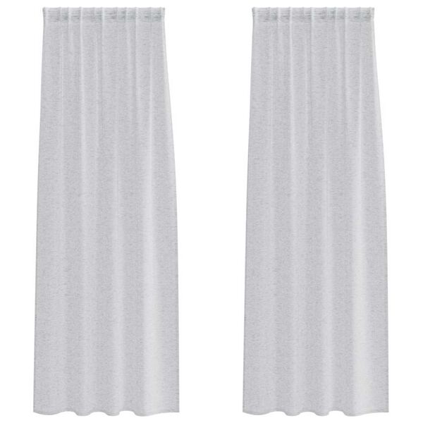 vidaXL Voile Gardin med gardiner 2 pcs Lysegr&aring; 225 x 140 cm Polyester