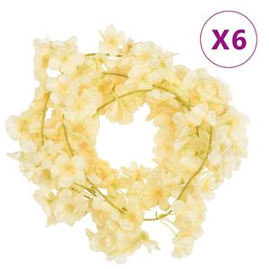 vidaXL Blomsterkranser 6 stk champagne 180 cm