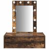 vidaXL Sminkebord med speillys Brun 60 x 40 x 70 cm Konstruert tre