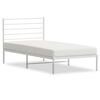 vidaXL Sengeramme i metall med hodegavl hvit 90x190 cm