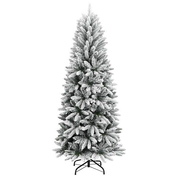 vidaXL Kunstig juletre med 300 LED Hvit 210 cm PVC, plast, st&aring;l og PE