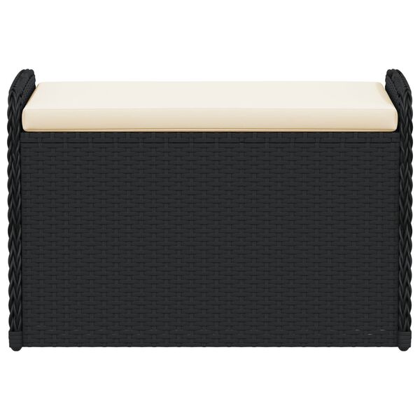 vidaXL Oppbevaringsbenk med pute svart 80x51x52 cm polyrotting