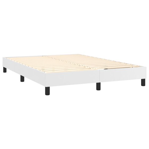 vidaXL Boxspring-sengeramme hvit 135x190 cm Double kunstskinn
