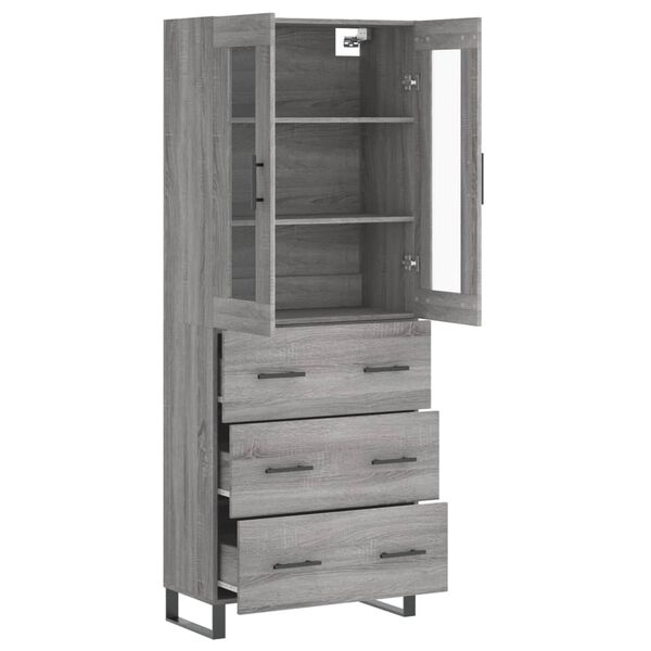 vidaXL Highboard gr&aring; sonoma 69,5x34x180 cm konstruert tre