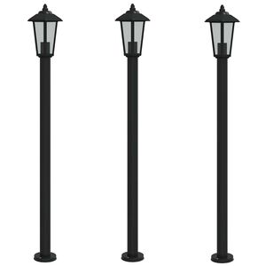 vidaXL Utend&oslash;rs gulvlamper 3 stk svart 120 cm rustfritt st&aring;l
