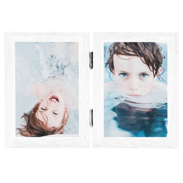 vidaXL Tofoldig fotorammekollasj hvit 2x(13x18 cm)