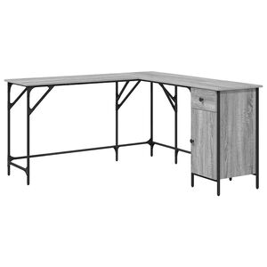 vidaXL Skrivebord gr&aring; sonoma 141x141x75 cm konstruert tre