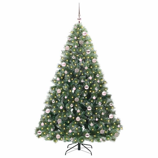 vidaXL Kunstig juletre med 300 LED med stativ grønn 210 cm PE og PVC