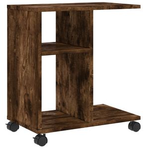 vidaXL Sidebord med hjul r&oslash;kt eik 50x30x55 cm konstruert tre