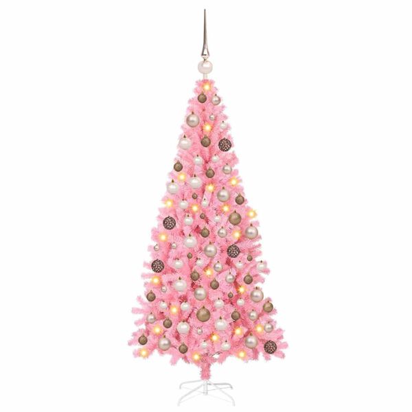 vidaXL Juletre med 300 LED med stativ Rosa 180 cm PVC