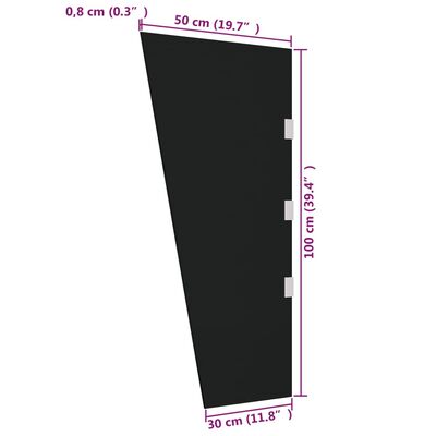 vidaXL Sidepanel for dørkalesje svart 50x100 cm herdet glass