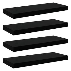 vidaXL Flytende vegghyller 4 stk h&oslash;yglans svart 60x23,5x3,8 cm MDF