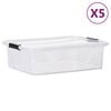 vidaXL Oppbevaringsbokser med lokk 5 stk gjennomsiktig 21 L