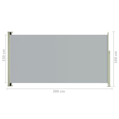 vidaXL Uttrekkbar sidemarkise 160x300 cm grå