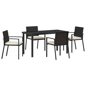 vidaXL Hage Spisegruppe 5 pcs Svart Pulverlakkert st&aring;l