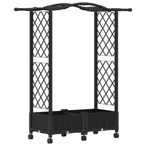 vidaXL Hevet Bed med Trellis og Tak Svart 124 x 40 x 129 cm PP