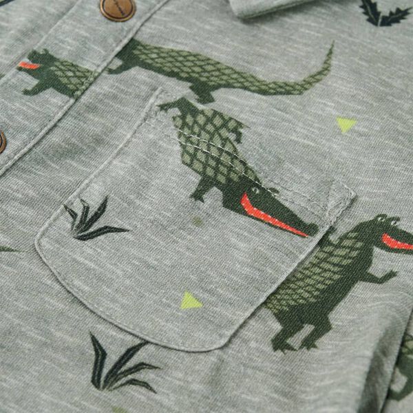 Barneskjorte lysekaki melert 128