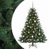 vidaXL Kunstig juletre med julekuler 150 cm 150 LED-lys Varmhvit