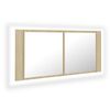 vidaXL LED-speilskap til baderom sonoma eik 100x12x45 cm akryl