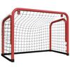 vidaXL Hockeym&aring;l med nett r&oslash;d og svart 68x32x47 cm st&aring;l og polyester
