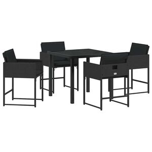 vidaXL Hage Spisegruppe 5 pcs Svart polyrotting