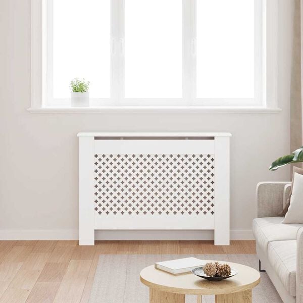 vidaXL Radiatordeksel hvit 112x19x81,5 cm MDF