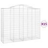 vidaXL Gabionkurver buede 15 stk 200x50x160/180 cm galvanisert jern