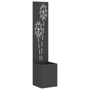 vidaXL Hageprivat skjerm Blomster Svart 32 x 150 cm Kaldvalsest&aring;l