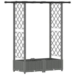 vidaXL Hevet Bed med Trellis og Tak Lysegr&aring; 122,5 x 40 x 121 cm PP