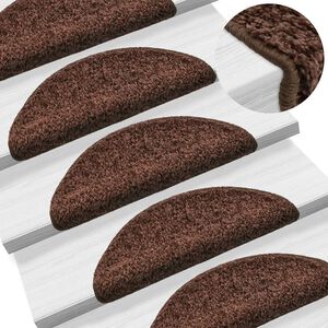 vidaXL Trappematter 15 stk 56x17x3 cm brune halvrund