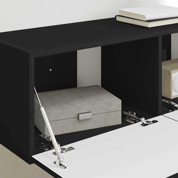 vidaXL TV Veggskap 2 pcs Svart 98 x 31 x 29,5 cm Konstruert tre