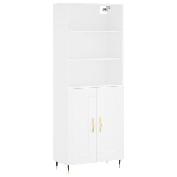 vidaXL Highboard hvit 69,5x34x180 cm konstruert tre