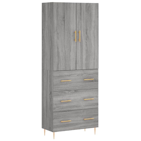 vidaXL Highboard grå sonoma 69,5x34x180 cm konstruert tre
