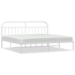 vidaXL Sengeramme i metall med sengegavl hvit 200x200 cm