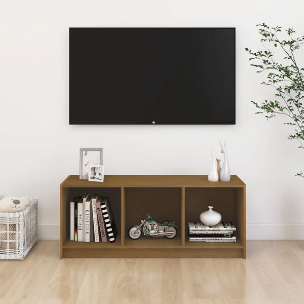 vidaXL TV-benk honningbrun 104x33x41 cm heltre furu