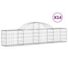 vidaXL Gabionkurver buede 14 stk 200x30x40/60 cm galvanisert jern