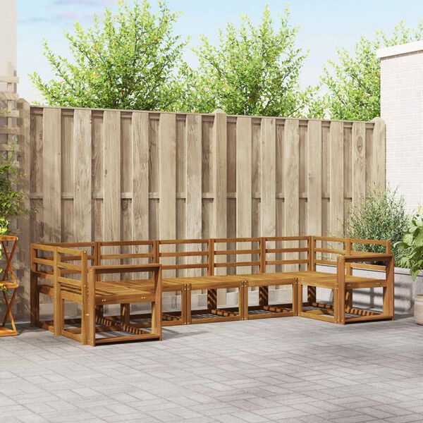 vidaXL Utend&oslash;rs sofa-sett 7 pcs Naturlig Solid akasietre