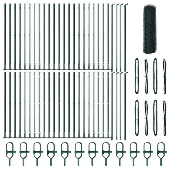 vidaXL Gjerdep&aring;le gr&oslash;nn 100 x 0,5 m (25 mm netting) St&aring;l og PVC