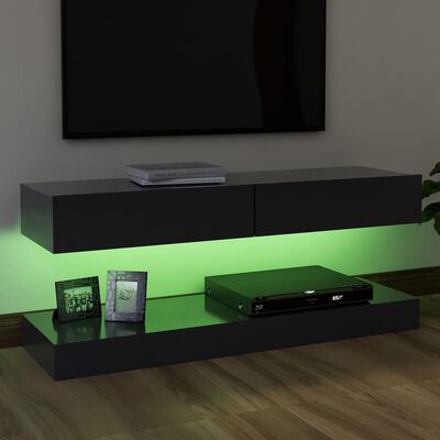 vidaXL TV-benk med LED-lys grå 120x35 cm