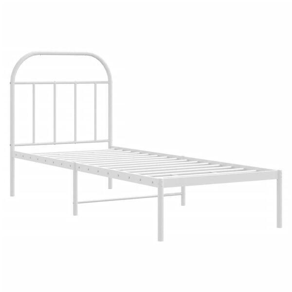 vidaXL Sengeramme i metall uten madrass med hodegavl hvit 75x190 cm