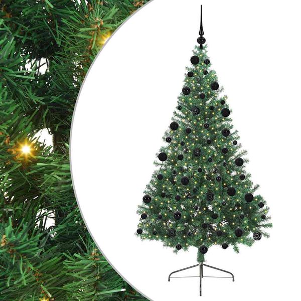 vidaXL Kunstig Forh&aring;ndsopplyst Juletre med 300 LED gr&oslash;nn 210 cm PVC