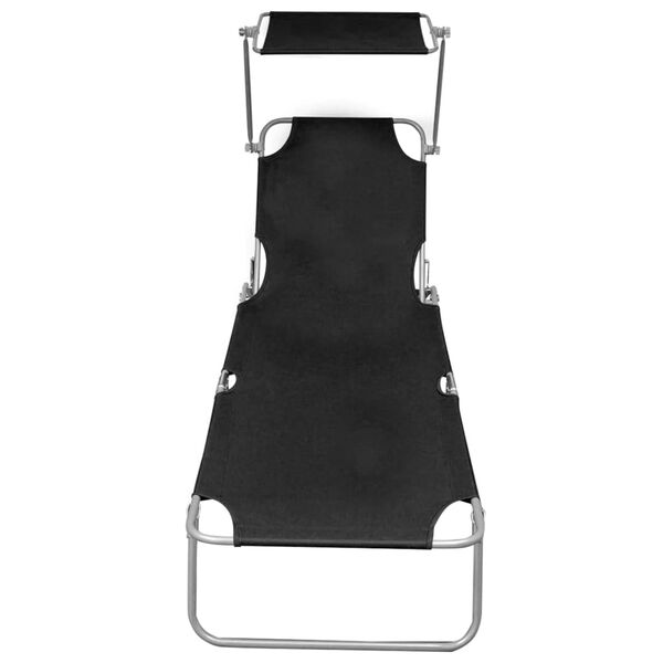 vidaXL Sammenleggbar solseng med baldakin svart aluminium